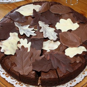 Торт с шоколадными листьями